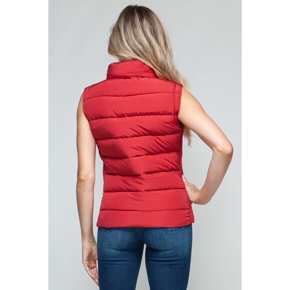 SNOBBISH Red Zip Up Turtleneck Puffer Vest Full Zip Pockets New Fall Winter - Picture 5 of 8